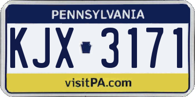 PA license plate KJX3171