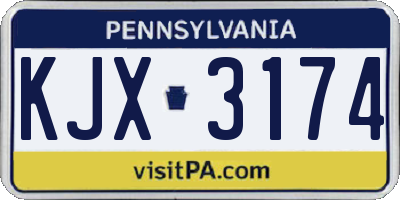PA license plate KJX3174