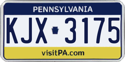 PA license plate KJX3175