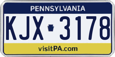 PA license plate KJX3178