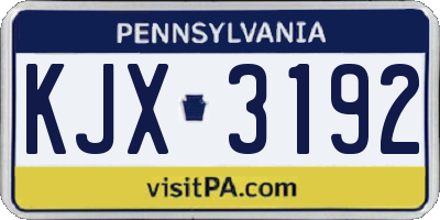 PA license plate KJX3192