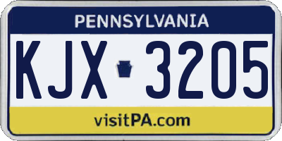 PA license plate KJX3205