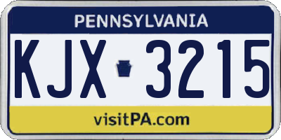 PA license plate KJX3215