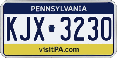 PA license plate KJX3230
