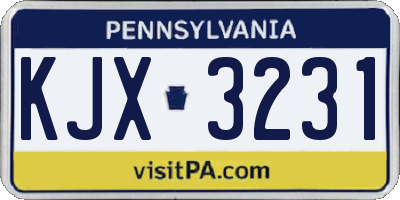 PA license plate KJX3231