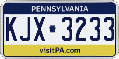 PA license plate KJX3233