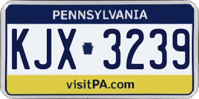 PA license plate KJX3239