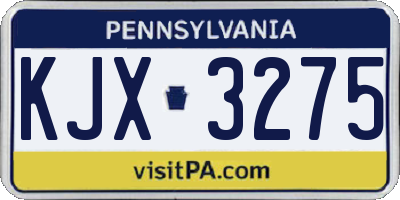PA license plate KJX3275