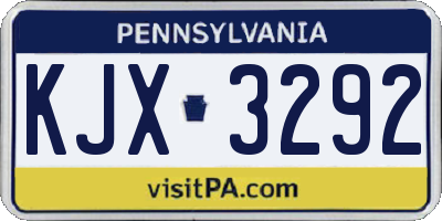 PA license plate KJX3292