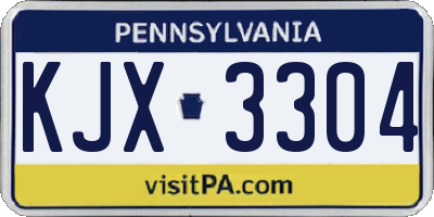 PA license plate KJX3304