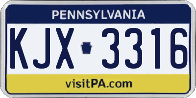 PA license plate KJX3316