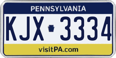 PA license plate KJX3334