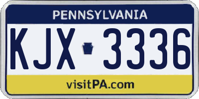 PA license plate KJX3336