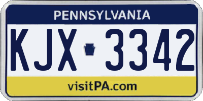PA license plate KJX3342