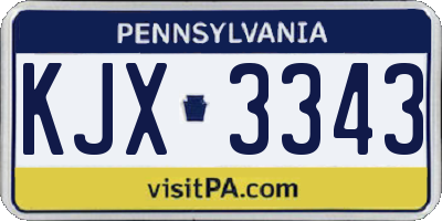 PA license plate KJX3343