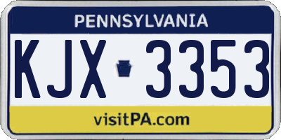 PA license plate KJX3353