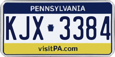 PA license plate KJX3384