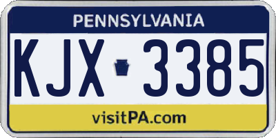 PA license plate KJX3385