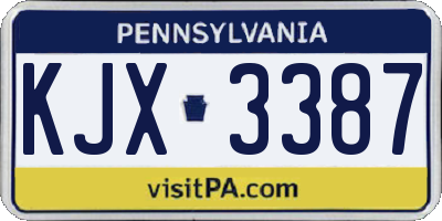 PA license plate KJX3387