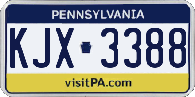 PA license plate KJX3388