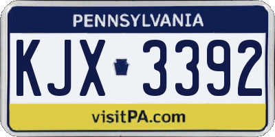 PA license plate KJX3392