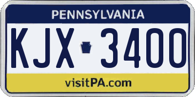 PA license plate KJX3400