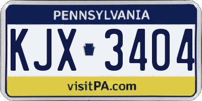 PA license plate KJX3404