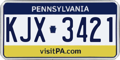 PA license plate KJX3421