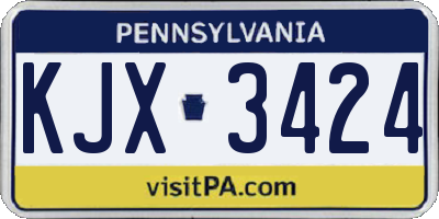 PA license plate KJX3424