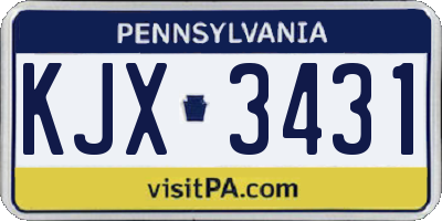 PA license plate KJX3431