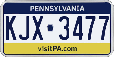 PA license plate KJX3477