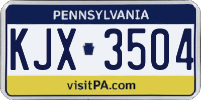PA license plate KJX3504