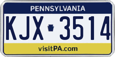 PA license plate KJX3514