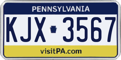 PA license plate KJX3567