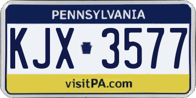 PA license plate KJX3577