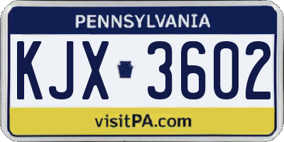PA license plate KJX3602