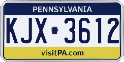 PA license plate KJX3612