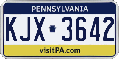 PA license plate KJX3642
