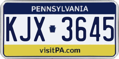 PA license plate KJX3645