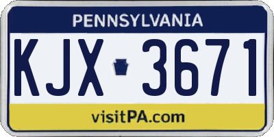 PA license plate KJX3671