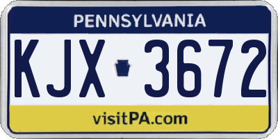 PA license plate KJX3672