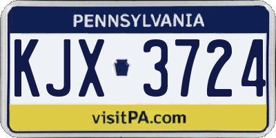 PA license plate KJX3724