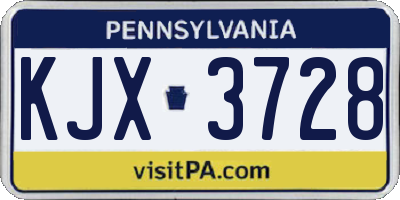 PA license plate KJX3728