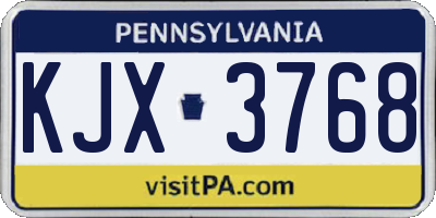 PA license plate KJX3768