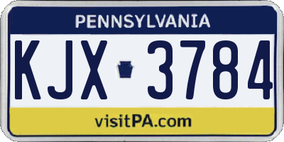 PA license plate KJX3784