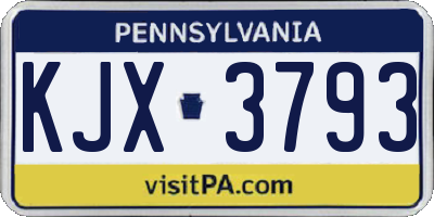 PA license plate KJX3793