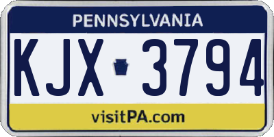 PA license plate KJX3794