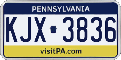 PA license plate KJX3836