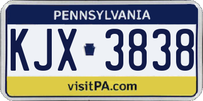 PA license plate KJX3838