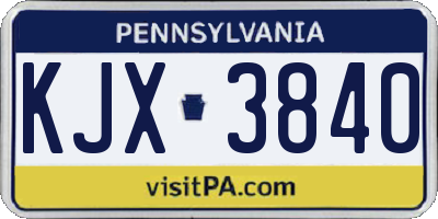 PA license plate KJX3840